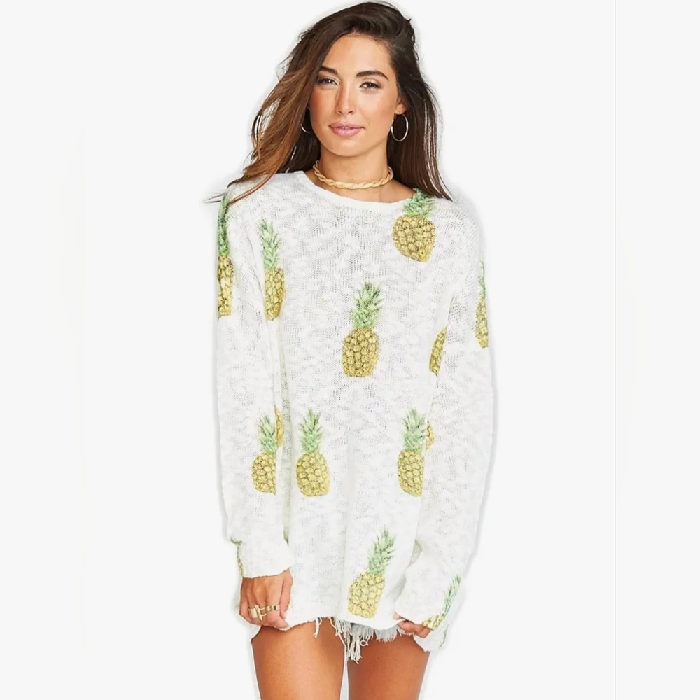 Show Me Your Mumu Varsity Pineapple Paradise Sweater Size XS
